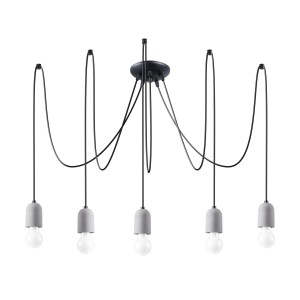 Sollux Lighting Kronleuchter Neso 5-flammig, grau/schwarz, minimalistisches Design für Wohnzimmer & Co.