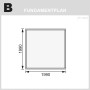 Fundamentplan für Karibu Holz-Gartenhaus Kumla 1, 200x200 cm. Maße: 1990x1990 mm.