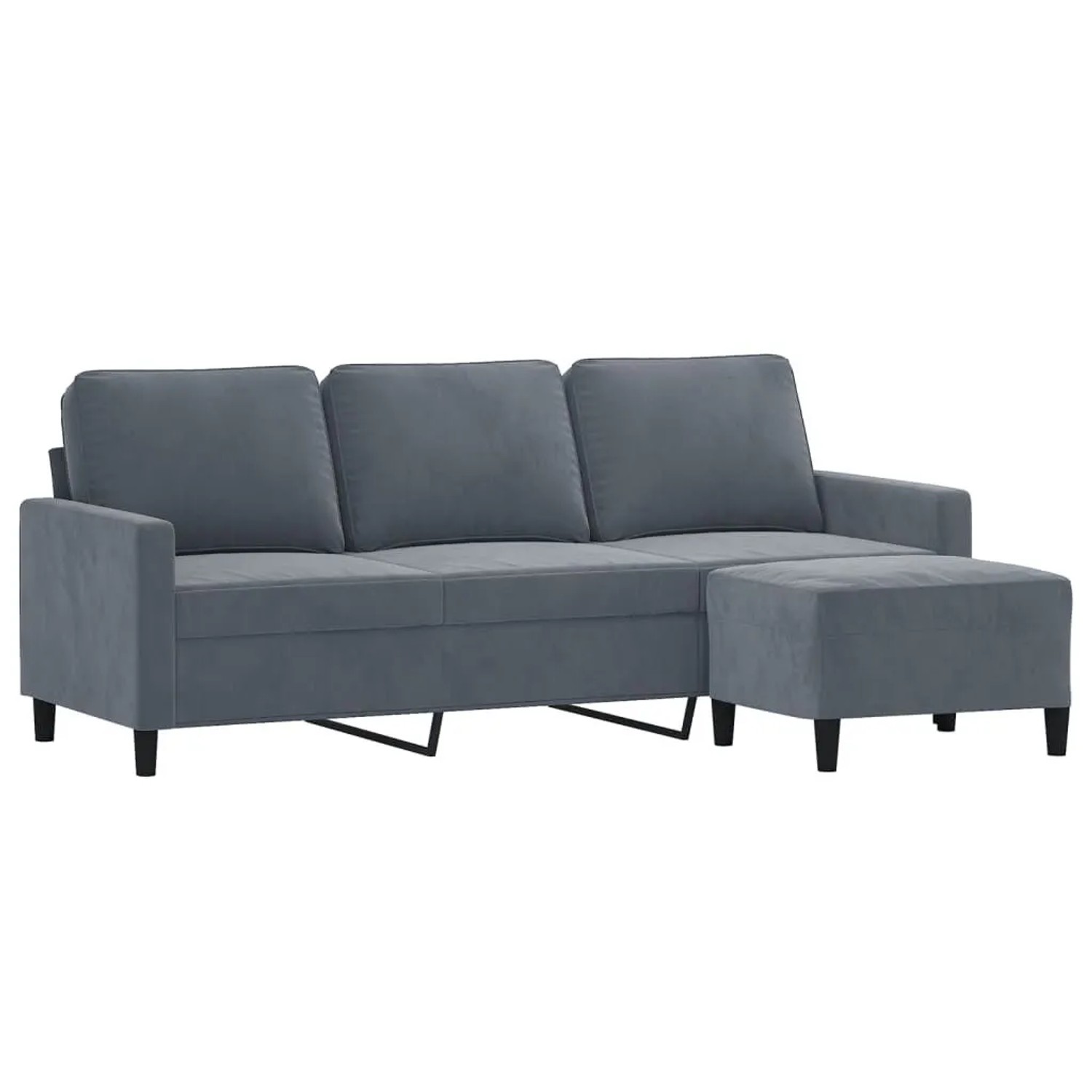 vidaXL 3-Sitzer-Sofa mit Hocker Dunkelgrau 180 cm Samt 3201056 günstig online kaufen