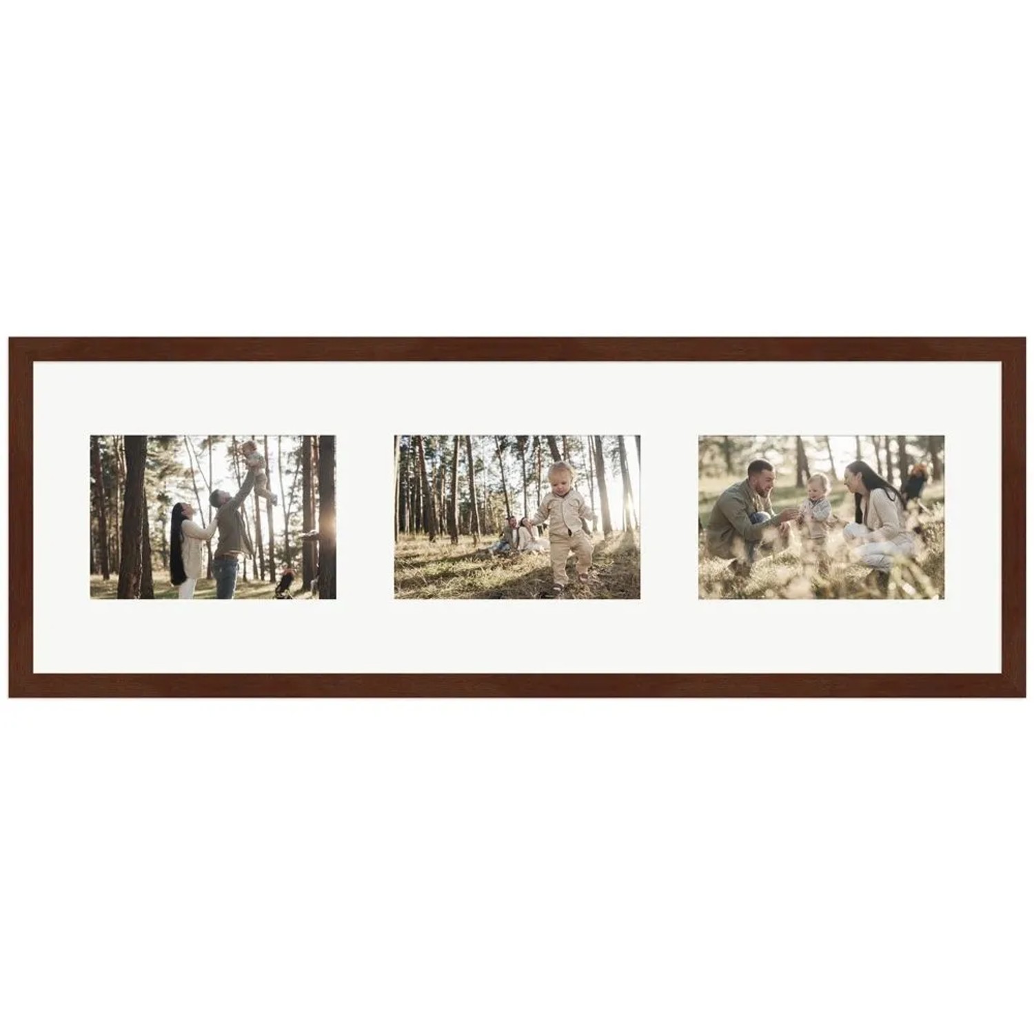 WANDStyle Galerierahmen G950 in Nussbaum-Optik 20 x 60 cm für 3 Bilder im Format 10 x 15 cm