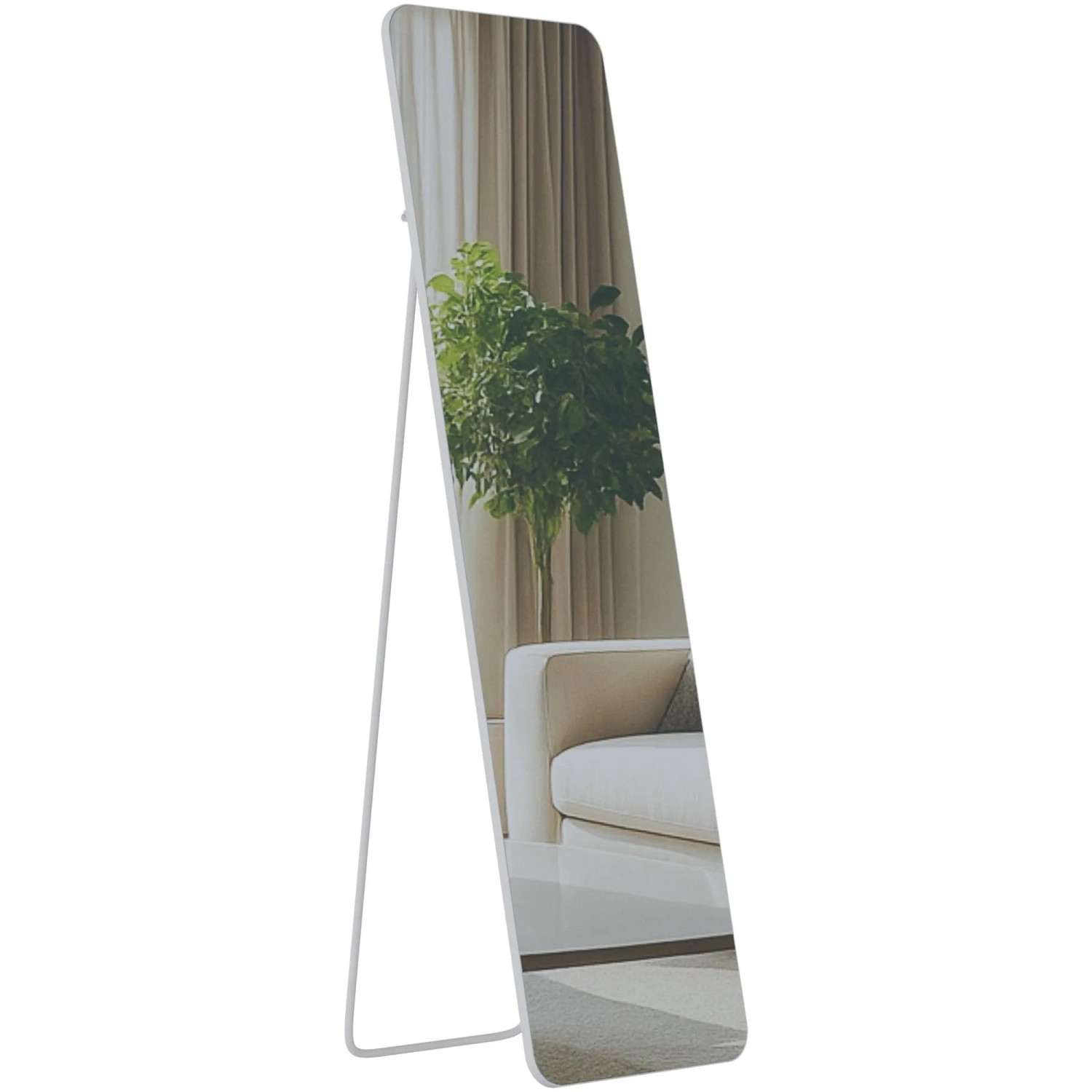 DELUKE Standspiegel MURCIA Glas Weiß Matt 40x3x140cm Ganzkörperspiegel Freistehender Spiegel Groß Schlafzimmer