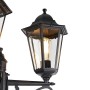 Detailaufnahme der schwarzen QAZQA Außenlaterne Havanna mit drei Lampen und klarem Glas.