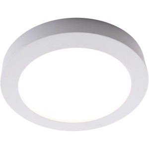 Weiße LED-Deckenleuchte Komplex, 24,7 cm Durchmesser. Schlichte, runde Form. Lichtfarbe einstellbar.