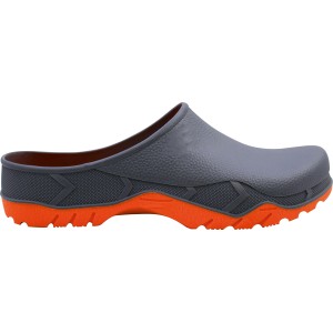 Gartenclog in Schwarz-Orange, Größe 45/46, ideal für Gartenarbeit und Freizeit.