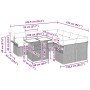 Graues 9-teiliges vidaXL Garten-Sofa-Set aus Polyrattan mit Maßen.