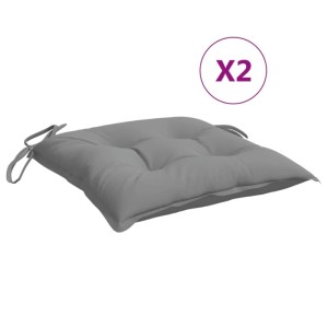 vidaXL Stuhlkissen 2er Set, grau, 40x40 cm, Oxford-Gewebe mit Bindebändern.