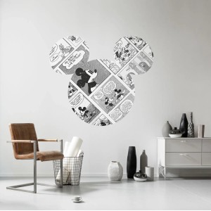 Disney Wandtattoo Mickey Mouse Comic, schwarz-weiß, 127x127 cm.