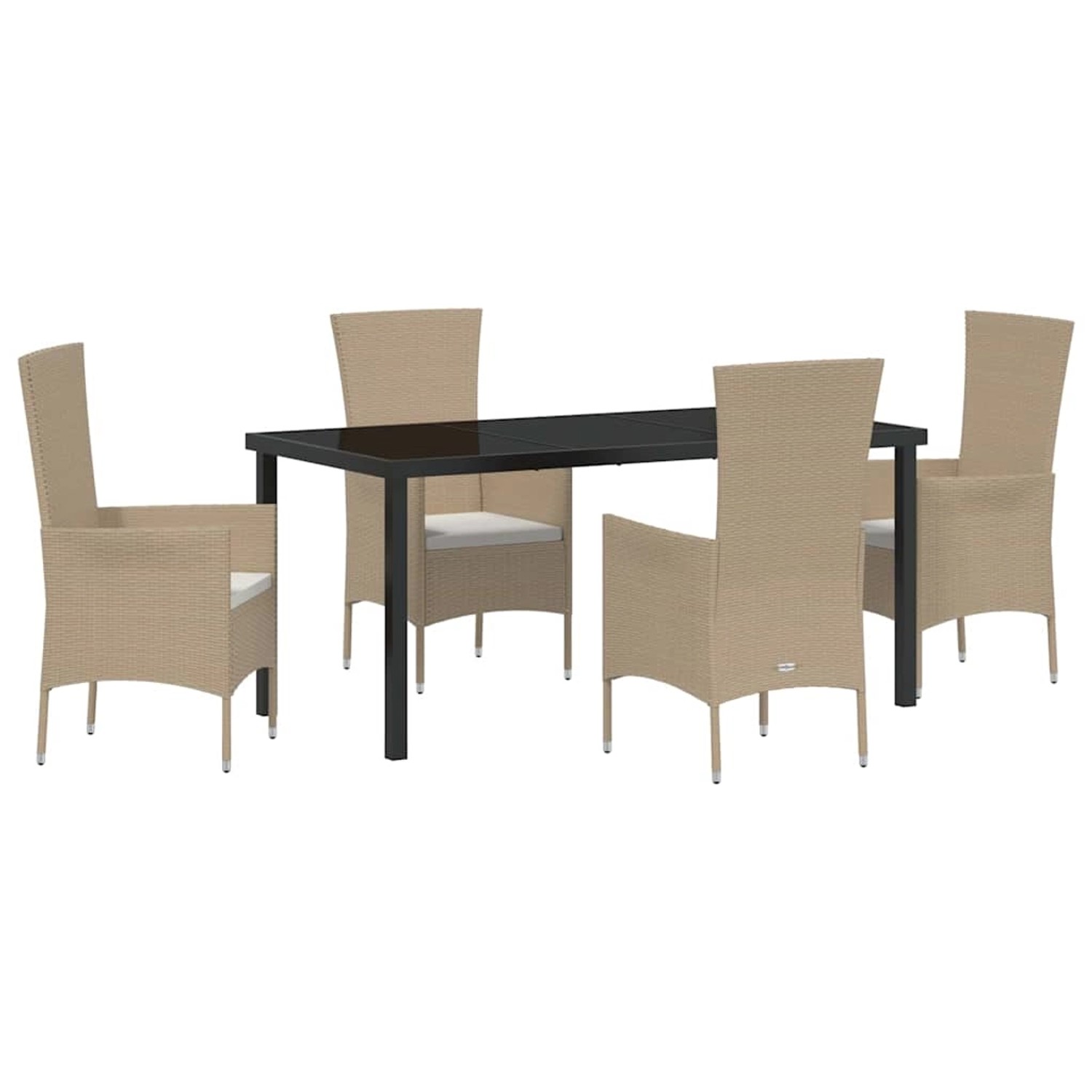 vidaXL Garten Essgruppe mit Kissen 5-Tlg Beige Poly Rattan 3379460 günstig online kaufen