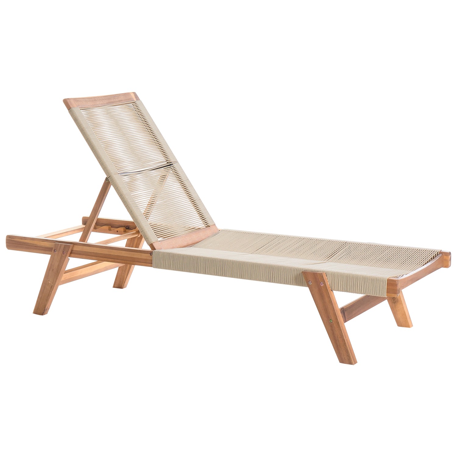 Beliani Gartenliege Beige Heller Holzfarbton 190x64x35