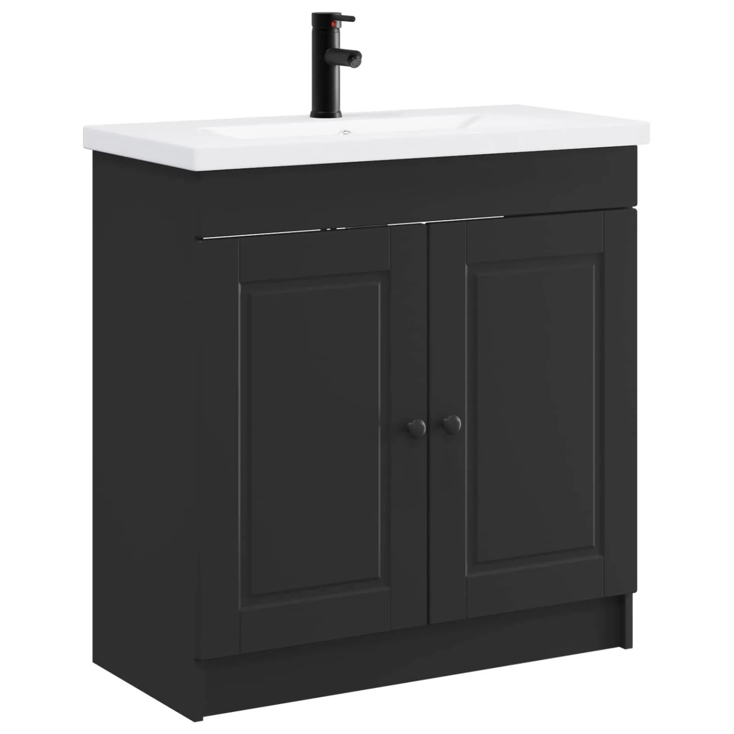 vidaXL Badezimmermöbel-Set Schwarz 78,5 x 37,5 x 81 cm Holzwerkstoff 3404135