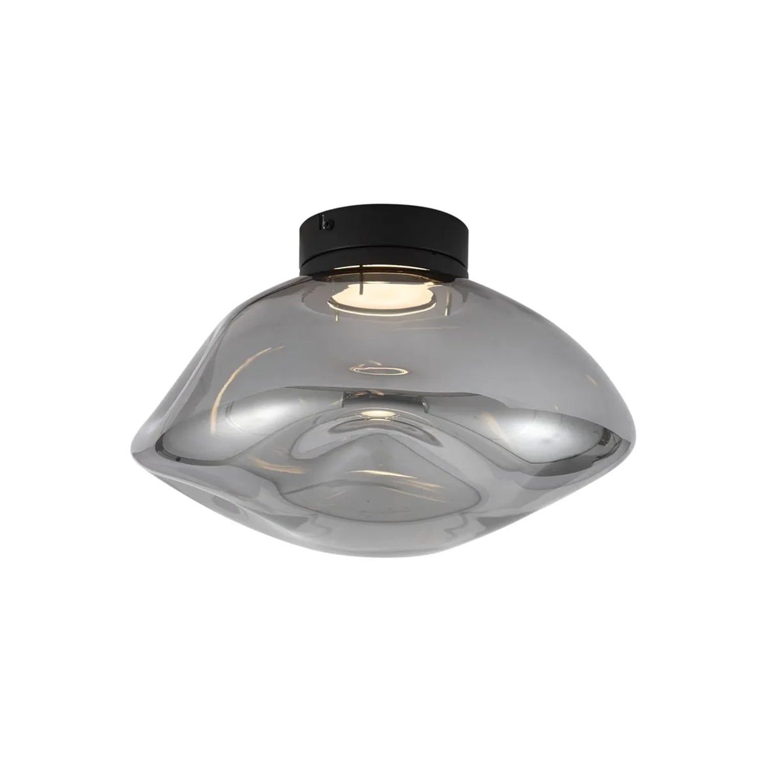 QAZQA Design Deckenleuchte Schwarz mit Rauchglas Gemma