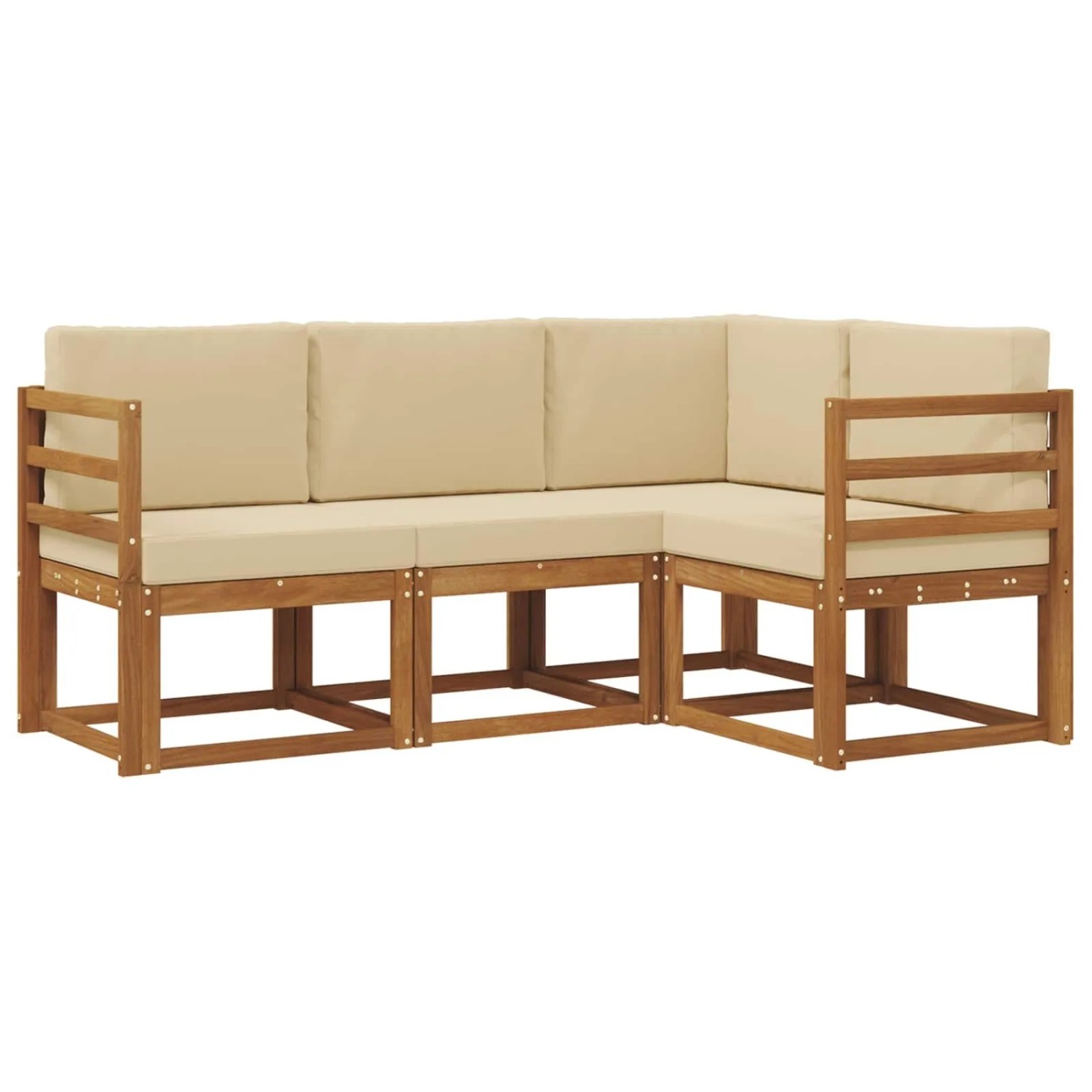 vidaXL Outdoor-Sofagarnitur mit Kissen 4 Stk Natur und Beige 3366311