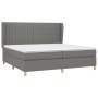 Dunkelgraues vidaXL Boxspringbett 200x200 cm mit Stoffbezug und Matratze.