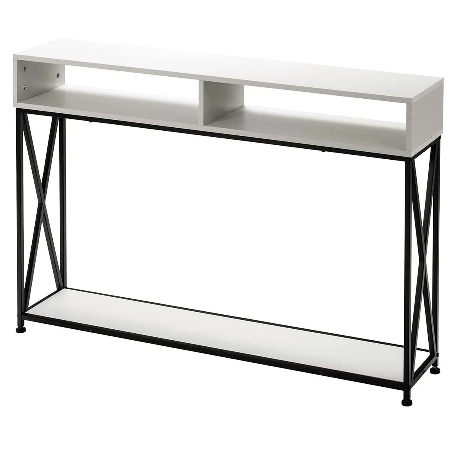 Costway 2 Ebenen Konsolentisch mit Offene Fächern Flurtisch Weiß