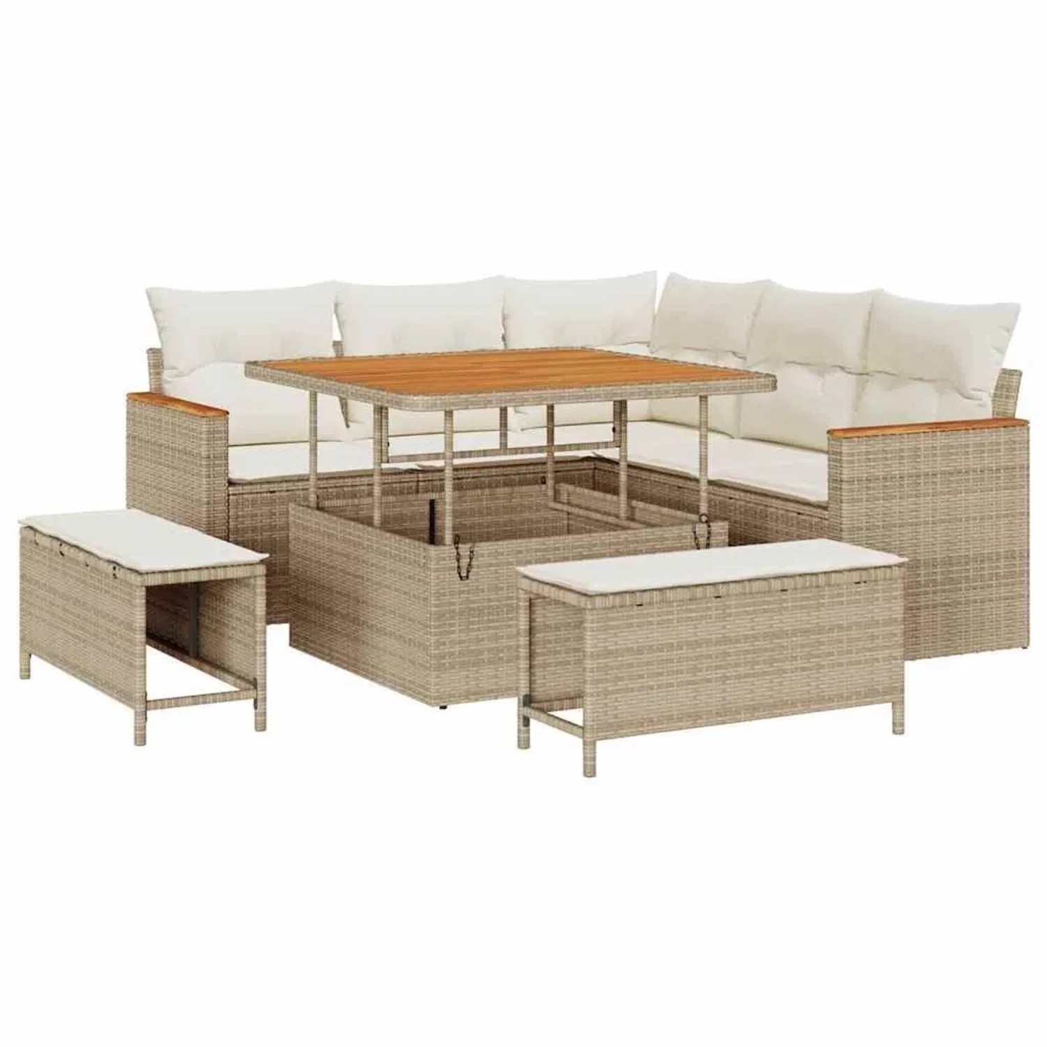 vidaXL Gartensofa-set mit Kissen 8-Tlg Beige Poly-Rattan 3364986 günstig online kaufen