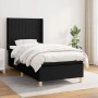 Schwarzes vidaXL Boxspringbett (80x200 cm) mit Matratze und hohem Kopfteil.