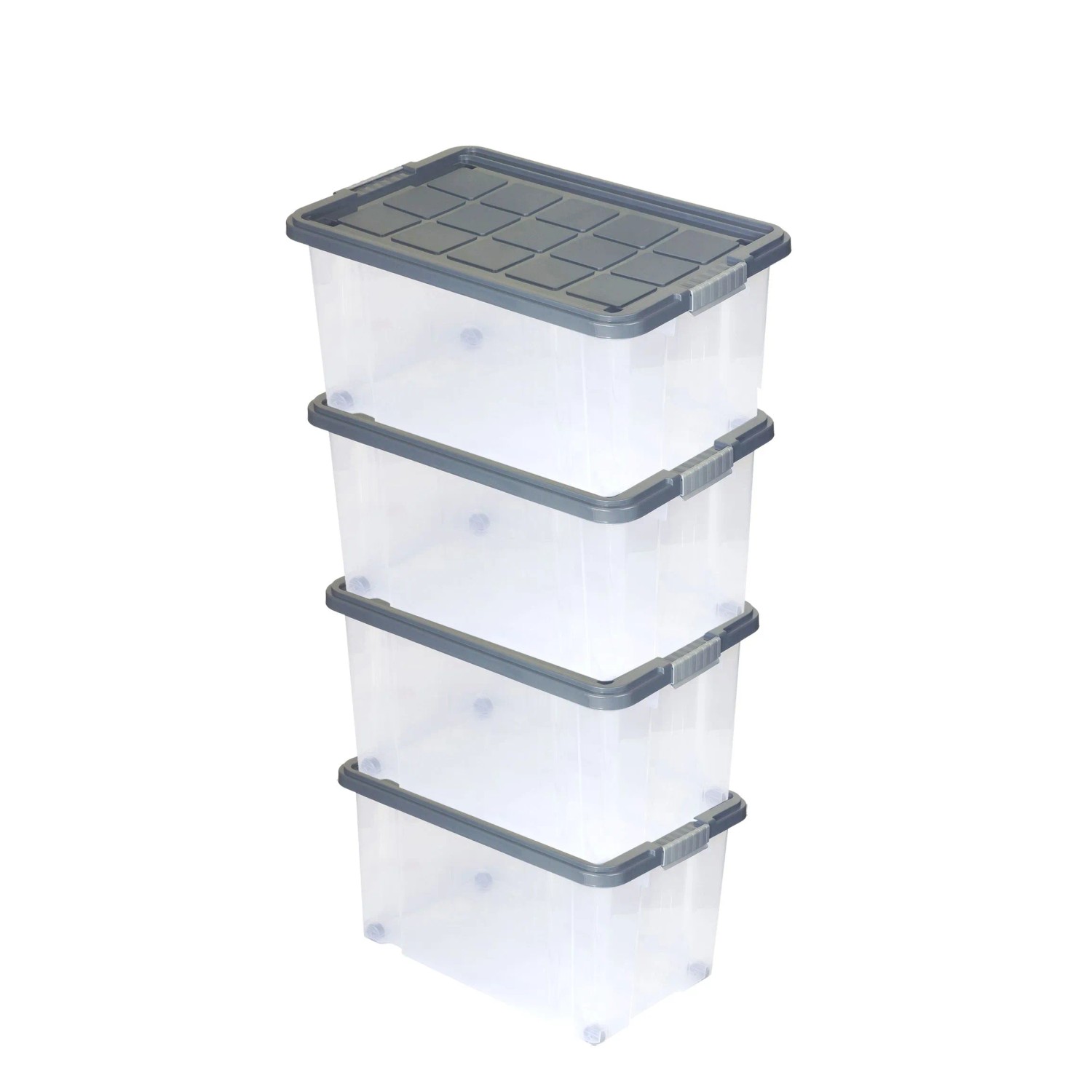 BigDean 4 Stück Große Eurobox mit Deckel und Rollen Aufbewahrungsbox 60 X 40 X 32 cm