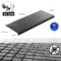Schwarze BigDean Gummi Stufenmatte 75x25cm mit Rautenmuster. Rutschfeste Outdoor Treppenmatte für sicheren Halt.