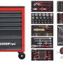 Gedore Werkstattwagen Mechanic mit 119-teiligem Werkzeugsatz, rot/schwarz.