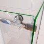 Detailaufnahme: AICA Duschkabine mit Schiebetür, 8mm ESG-Glas und Chromrahmen. Duschabtrennung mit Rollensystem.