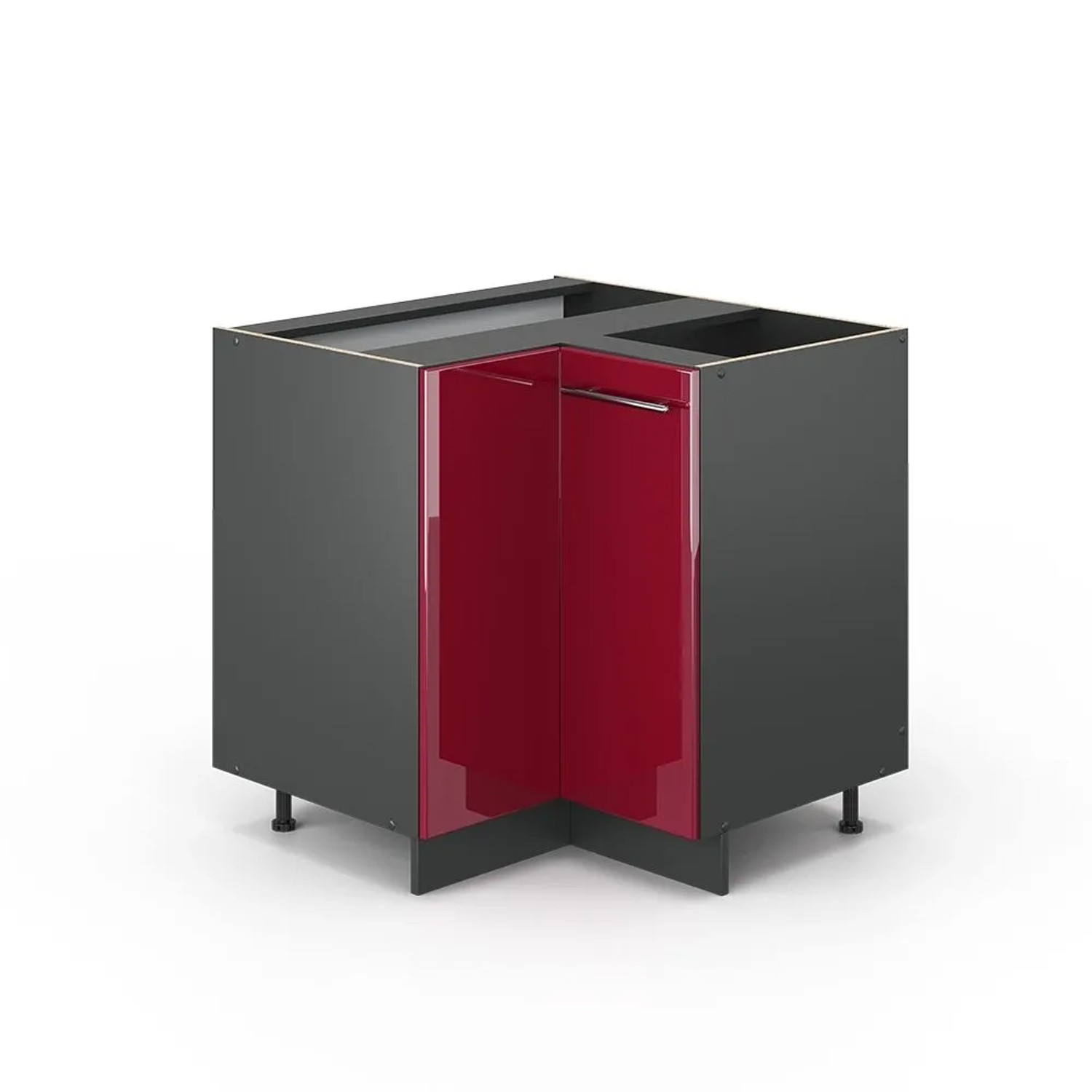 Vicco Eckunterschrank Fame-Line Bordeaux Hochglanz Anthrazit 81 cm ohne Arbeitsplatte