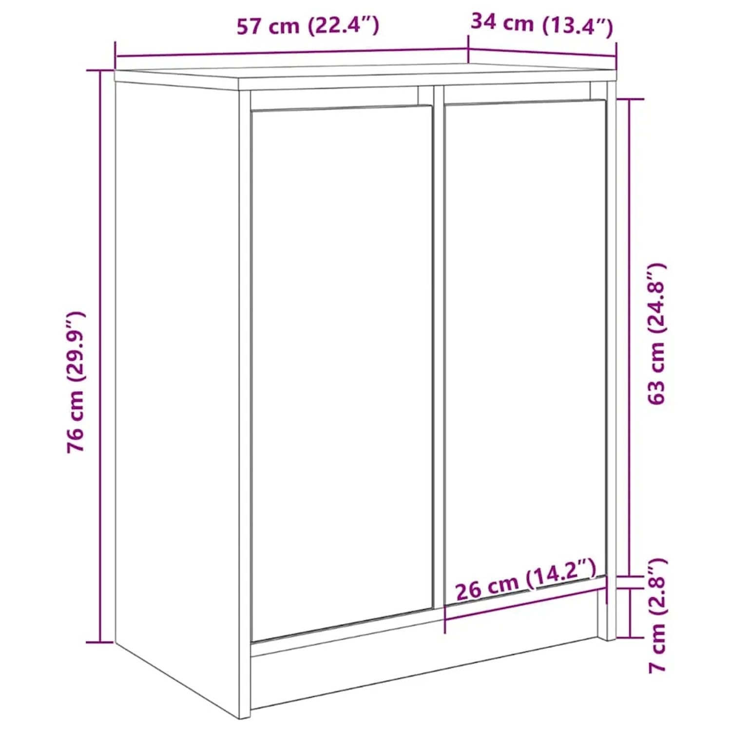 vidaXL Schuhschrank Weiß 57x34x76 cm Holzwerkstoff 861868_11