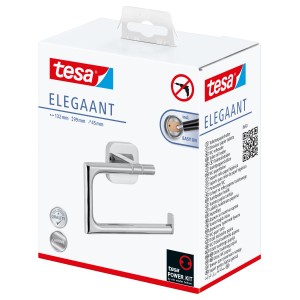Tesa Elegaant Toilettenpapierhalter Chrom, verpackt. Wandmontage ohne Bohren.