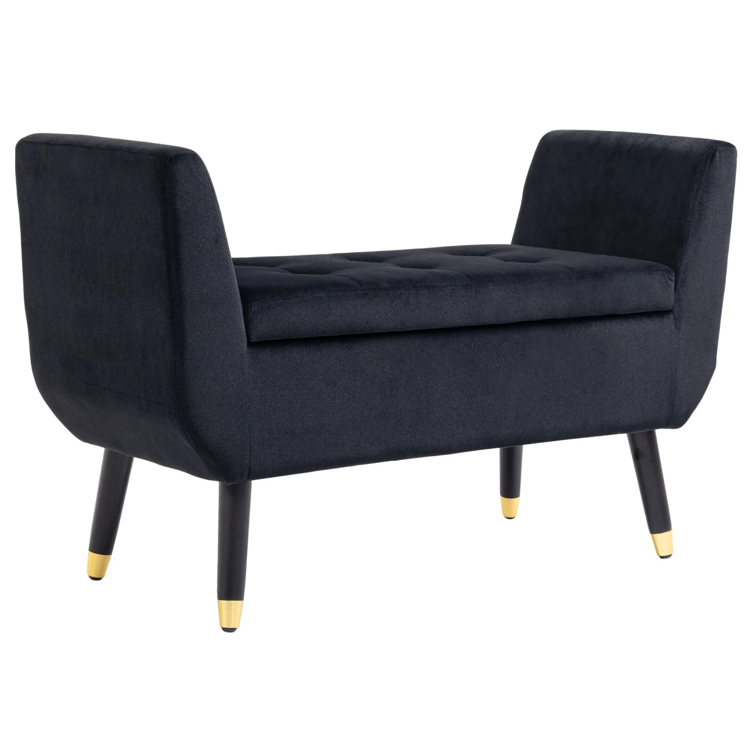 HOMCOM Luxus Sitzbank mit Stauraum Polyester Gummiholz Schwarz 107 x 42 x 65 cm