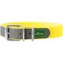 Gelbes Hunter Hundehalsband aus Kunststoff mit grauem Muster und silberner Schnalle.