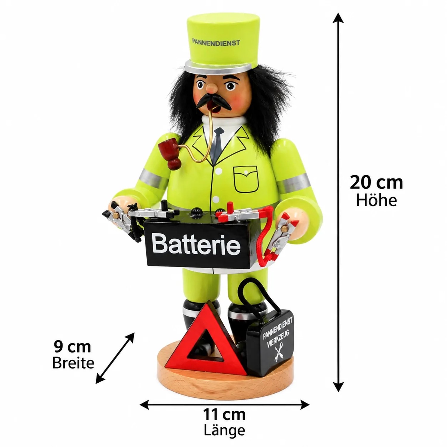 Dekohelden24 Räuchermann Abschleppdienst Räucherfigur Weihnachtsräucherfigur Räuchergefäß Pannenhelfer Autopanne Geschenk  L/B/H 11 x 9 x 20 cm_2