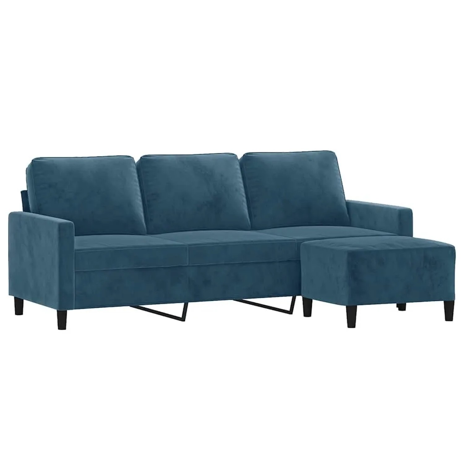 vidaXL 3-Sitzer-Sofa mit Hocker Blau 180 cm Samt 3201064