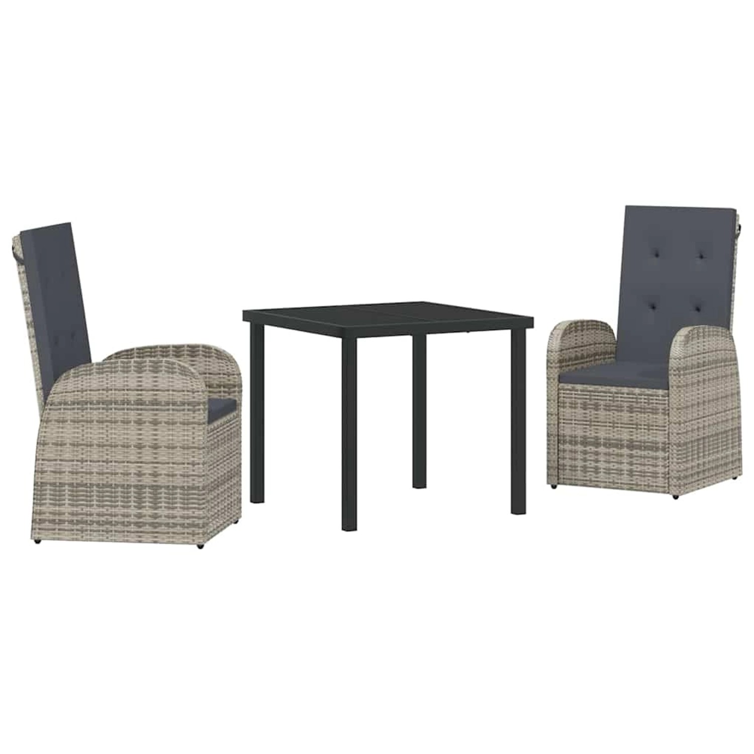 vidaXL Garten Essgruppe mit Kissen 3-Tlg Grau Poly Rattan 3379478 günstig online kaufen