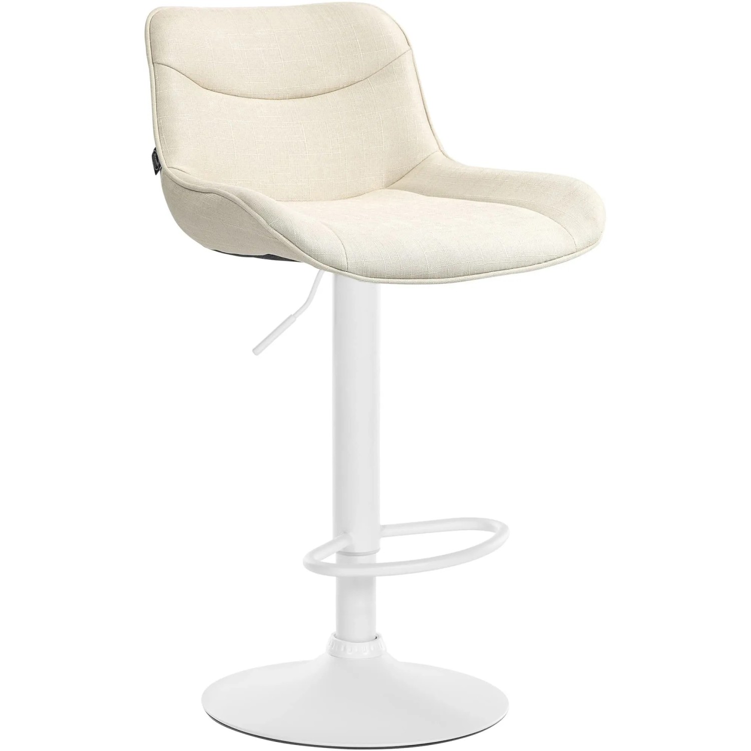 DELUKE Barhocker RAGAD Stoff Creme 49x51x85cm Weiß Barstuhl Höhenverstellbar Mit Lehne Drehbar Tresenhocker Tresenstuhl