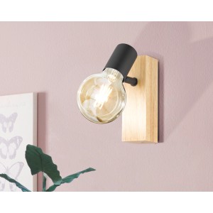 Eglo Townshend 3 Spotleuchte, 1-flammig, schwarz-braun, aus Stahl. Wandspot für Wohn- und Schlafzimmer.