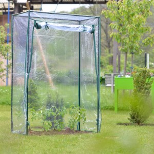 Relaxdays Tomatengewächshaus Stahl PVC Transparent Bodenlos 150 cm x 100 cm x 50 cm 2 kg