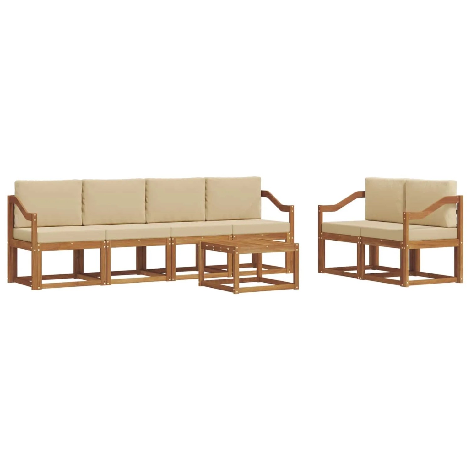 vidaXL Outdoor-Sofagarnitur 7 Stk Natur und Beige Massivholz Akazie 3366061