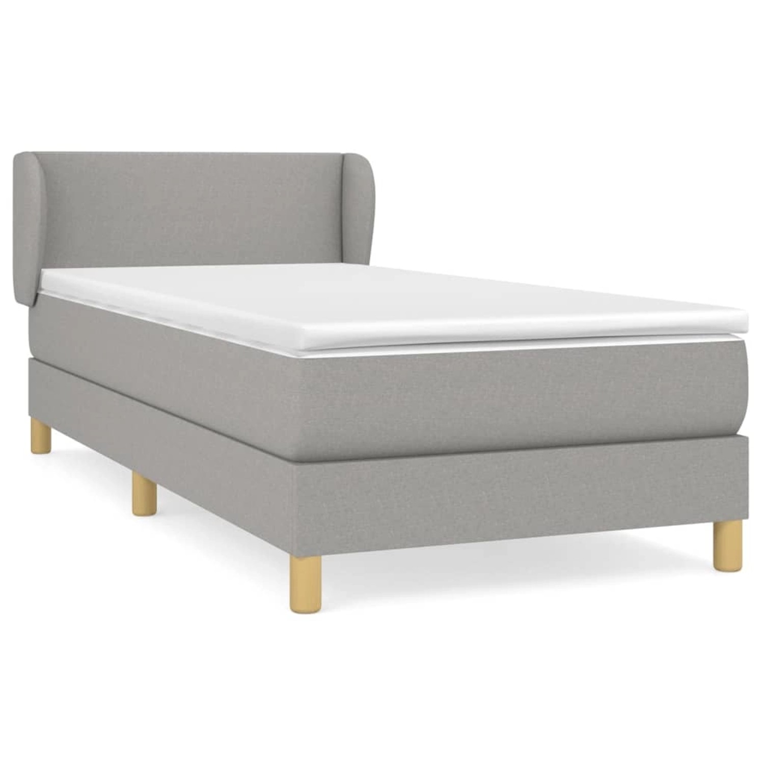 vidaXL Boxspringbett mit Matratze Hellgrau 80x200 cm Stoff1393568