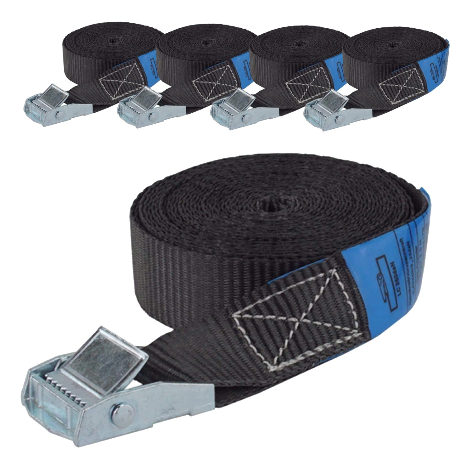 TRUTZHOLM 5x Profi Spanngurt Klemmschloss Auto 1 Teilig 4m 250 kg Schwarz