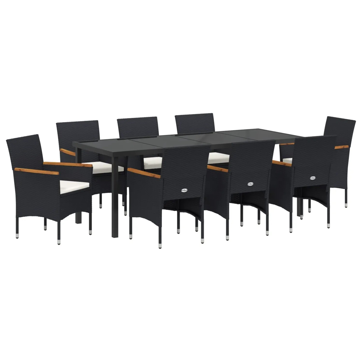 Thumbnail - vidaXL Garten Essgruppe mit Kissen 9-Tlg Schwarz Poly Rattan 3379757