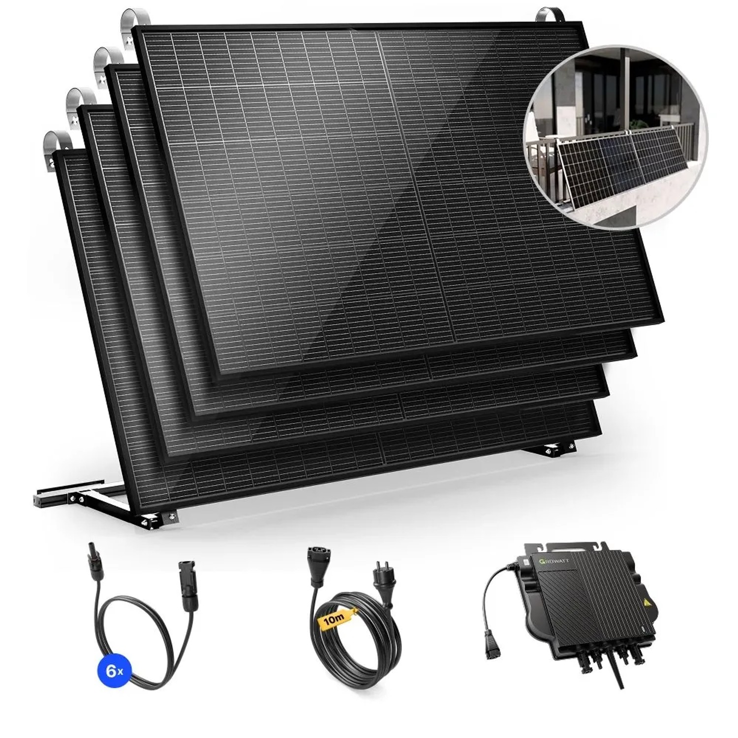 Solakon Balkonkraftwerk 2000W Solaranlage mit Balkonhalterung Steckerfertig günstig online kaufen