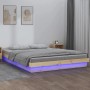 vidaXL Massivholzbett mit LED, 120x200 cm. Kiefernholz Bettgestell mit blauer Beleuchtung.