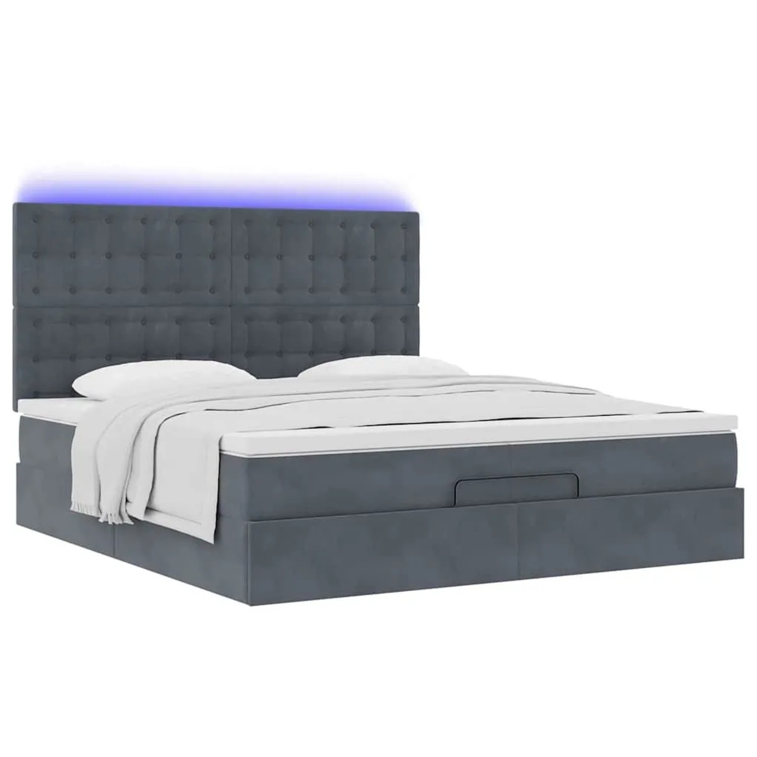vidaXL Ottoman-Bett mit Matratzen & LEDs Dunkelgrau 200x200 cm Samt 3314487