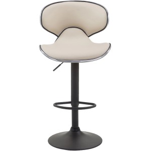 2er Set Barhocker FAMIR, creme Kunstleder, schwarzes Gestell, höhenverstellbar.