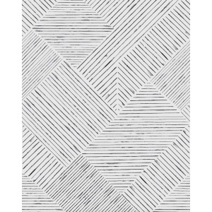 Schöner Wohnen Fototapete mit schwarz-weißen Streifen im geometrischen Design.