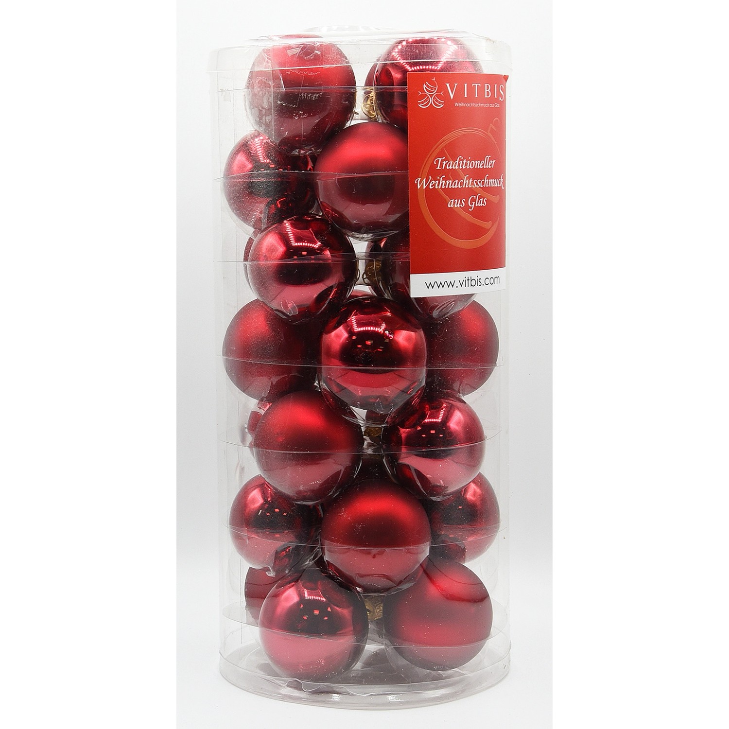 Vitbis Glas-Weihnachtskugeln 28-teilig Dunkelrot Mix Ø 6 cm günstig online kaufen