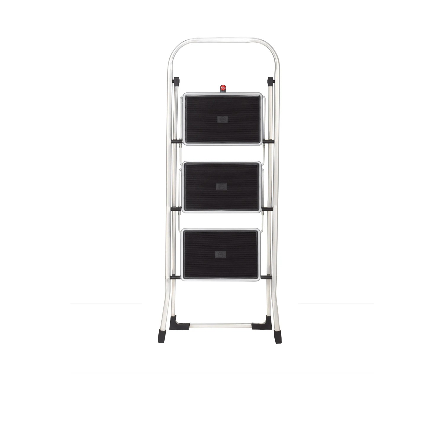 Hailo Klapptritt K70 mit 3 Stufen, Aluminium-Leiter mit Anti-Rutsch-Matten für sicheren Stand.