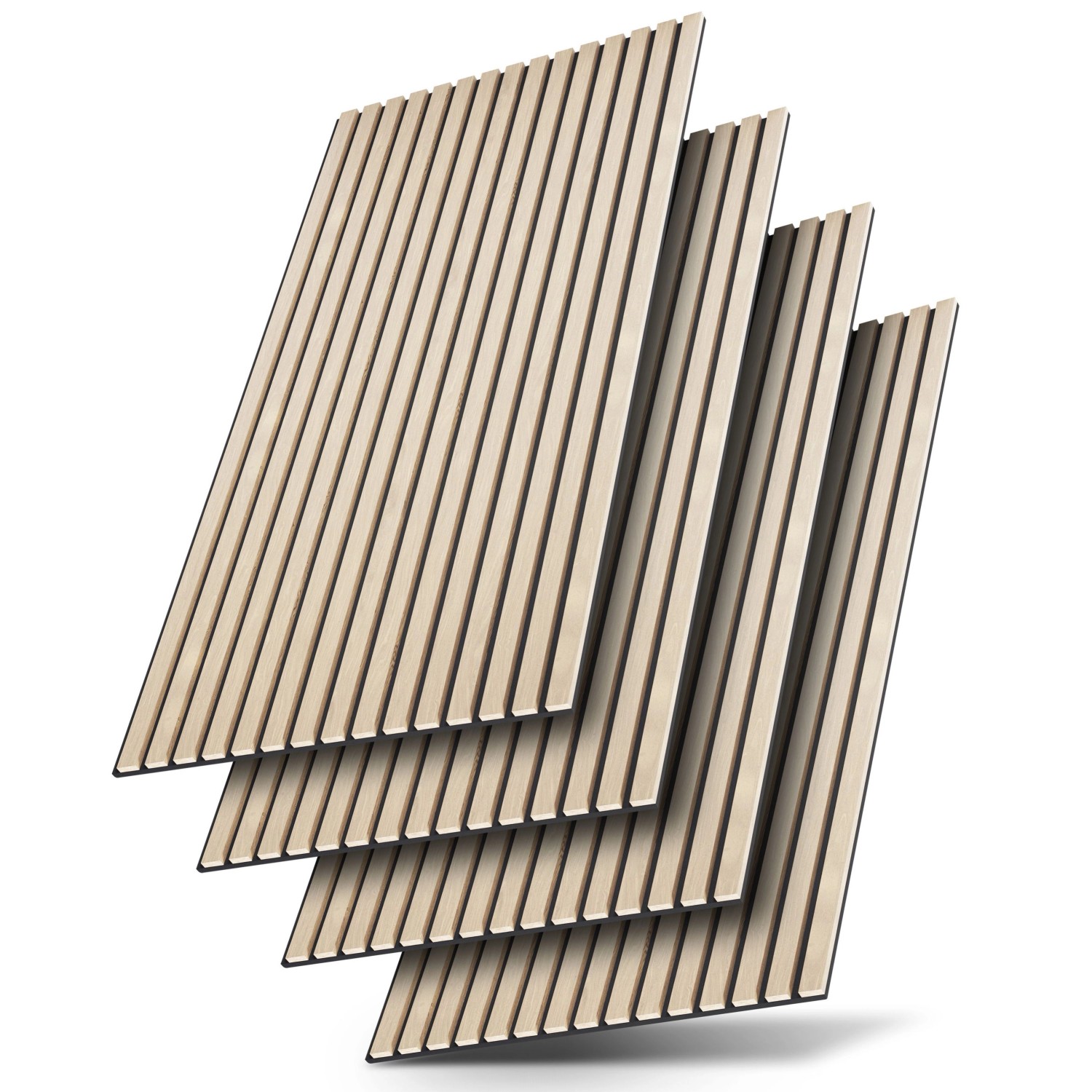 Juskys Wandpaneele Akustik 4er Set 120x60 cm Eiche Natur Hell günstig online kaufen