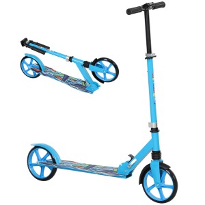 Blauer AIYAPLAY Kinderscooter aus Metall und Kunststoff, höhenverstellbar.