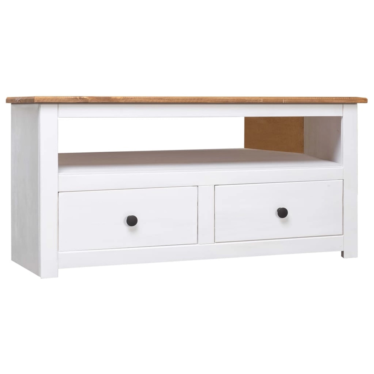 vidaXL TV-Eckschrank Weiß 93 x 49 x 49 cm Massivholz Panama-Kiefer 282687 günstig online kaufen