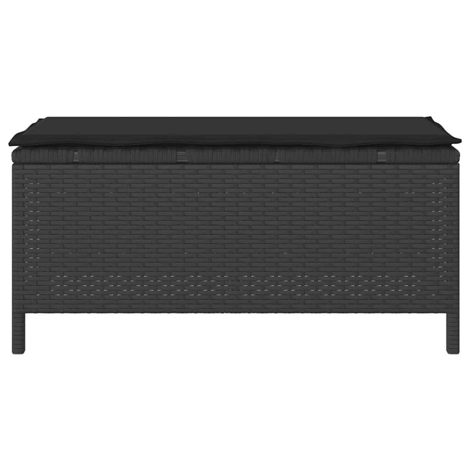 Schwarze vidaXL Garten Essgruppe, 3-teilig, aus Poly Rattan mit Tisch und Hockern.